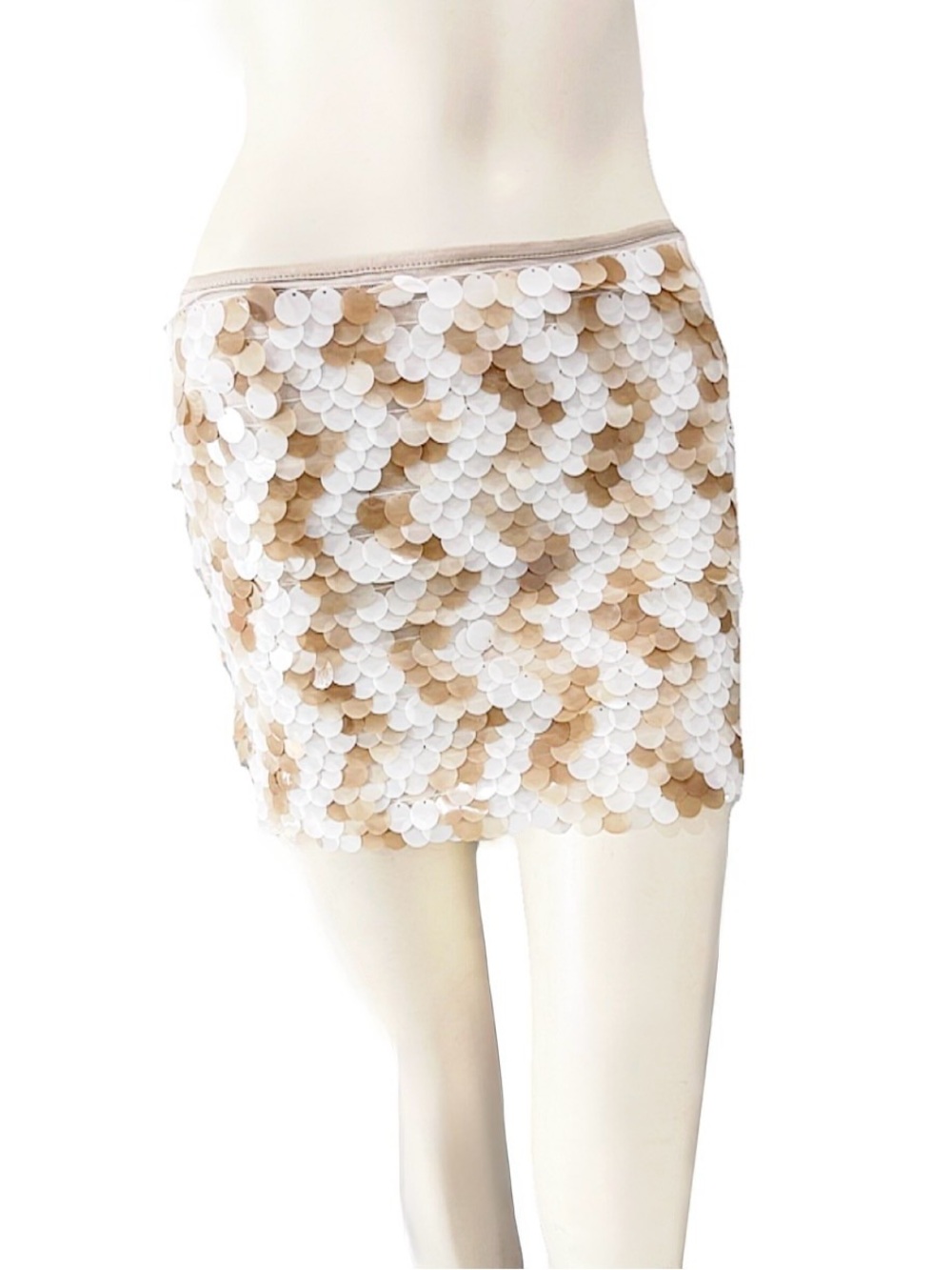 Sincerely Jules Champagne Sequin Mini Skirt Size Small ✨